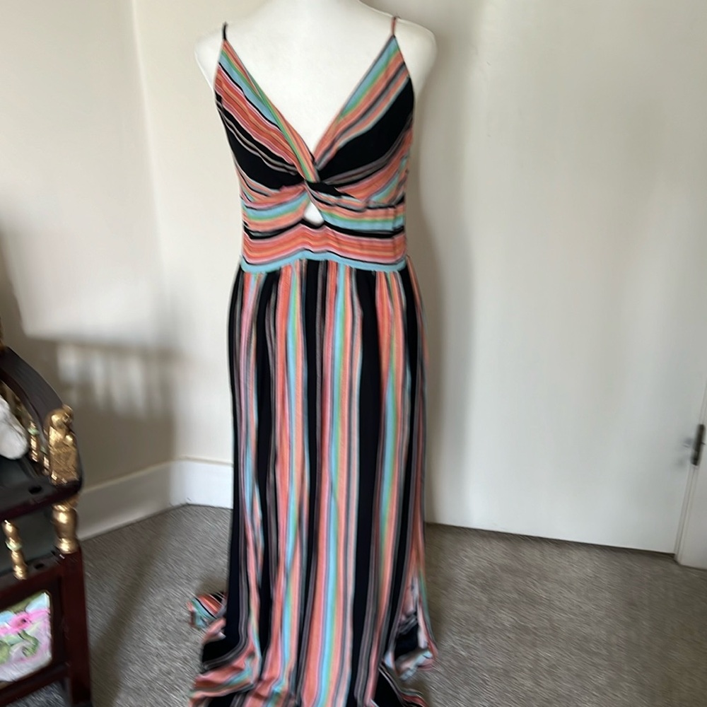 Pretty long colorful sundress with adjustable straps size M
